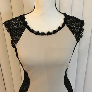 Bailey 44 mini grey sexy dress with black lace design